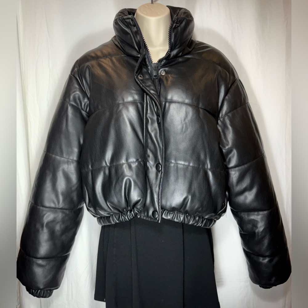 ZARA Faux Leather Puffer Jacket - Picture 3 of 10